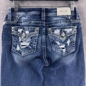Miss‎ Me Jeans Womens Size 26x33 Blue Wash Bedazzled Rhinestone Y2K Bootcut